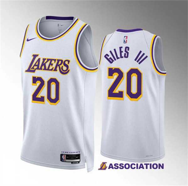 Men's Los Angeles Lakers #20 Harry Giles Iii White Association Edition Stitched Basketball Jersey Dzhi